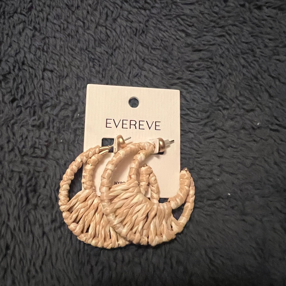 Evereve Woven Cream Hoop Earrings